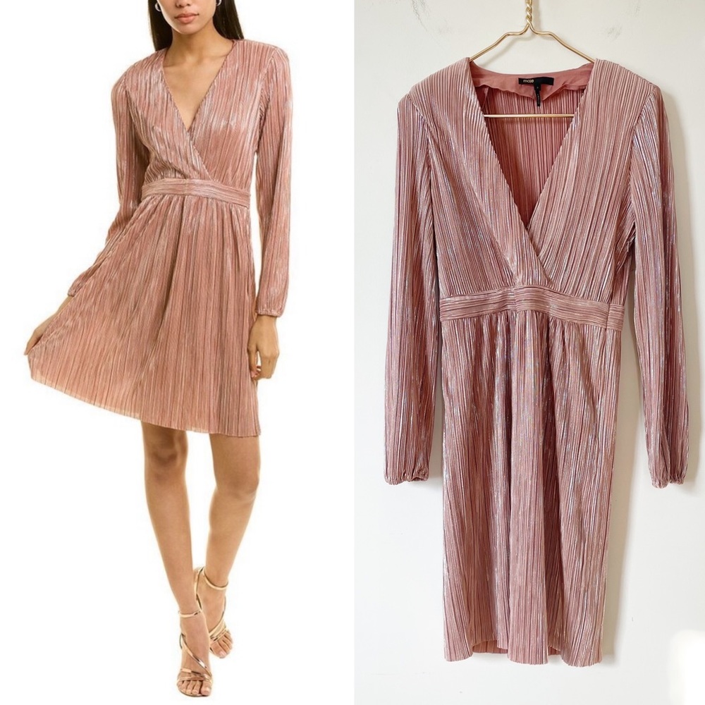 Maje Pink Pleated Dress